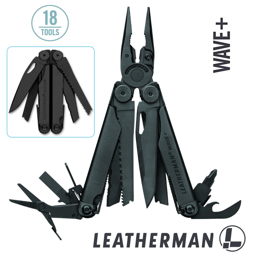 Leatherman Wave+ Black · Multi‑Tool 18 Utensili · Tronchesi Intercambiabili · 832526