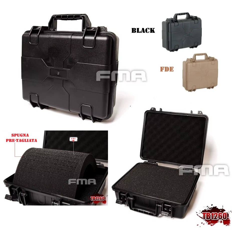 FMA Transport Case · Valigetta con Foam · Anti‑Polvere/Acqua · 28×24.5×10.8 cm (TB1260)
