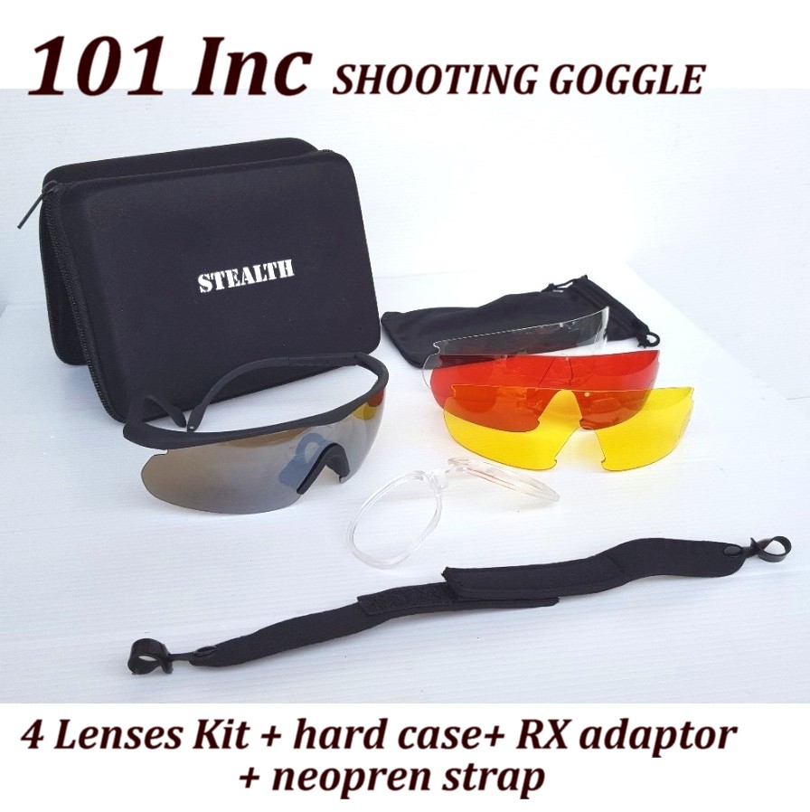 101 INC Stealth Shooting Black goggle complete set