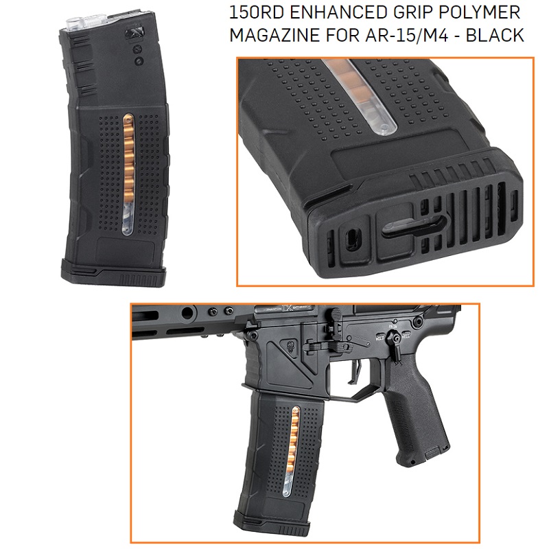 TORNADO 150RD ENHANCED GRIP POLYMER MAGAZINE FOR AR-15/M4 - BLACK