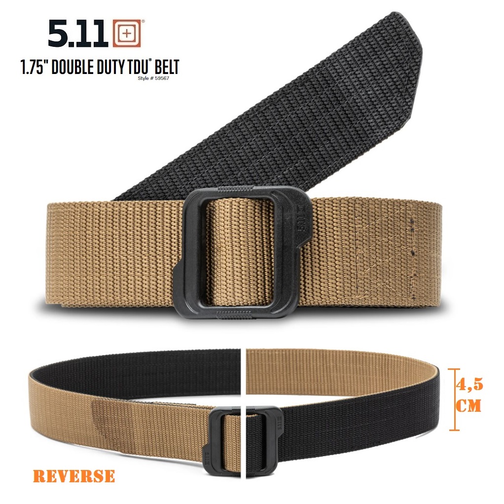 5.11 Double Duty Tdu Belt 1.75' Kangaroo/Black (59567) Cinta reverse altezza 4,5 cm