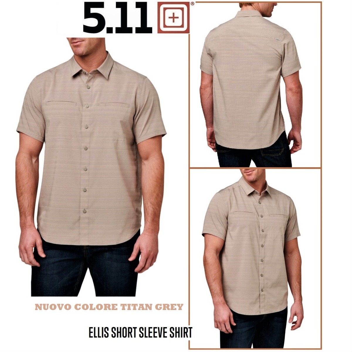 5.11 ELLIS SHORT SLEEVE SHIRT Titan Grey (71207-020) Camicia Estiva manica corta colore desert