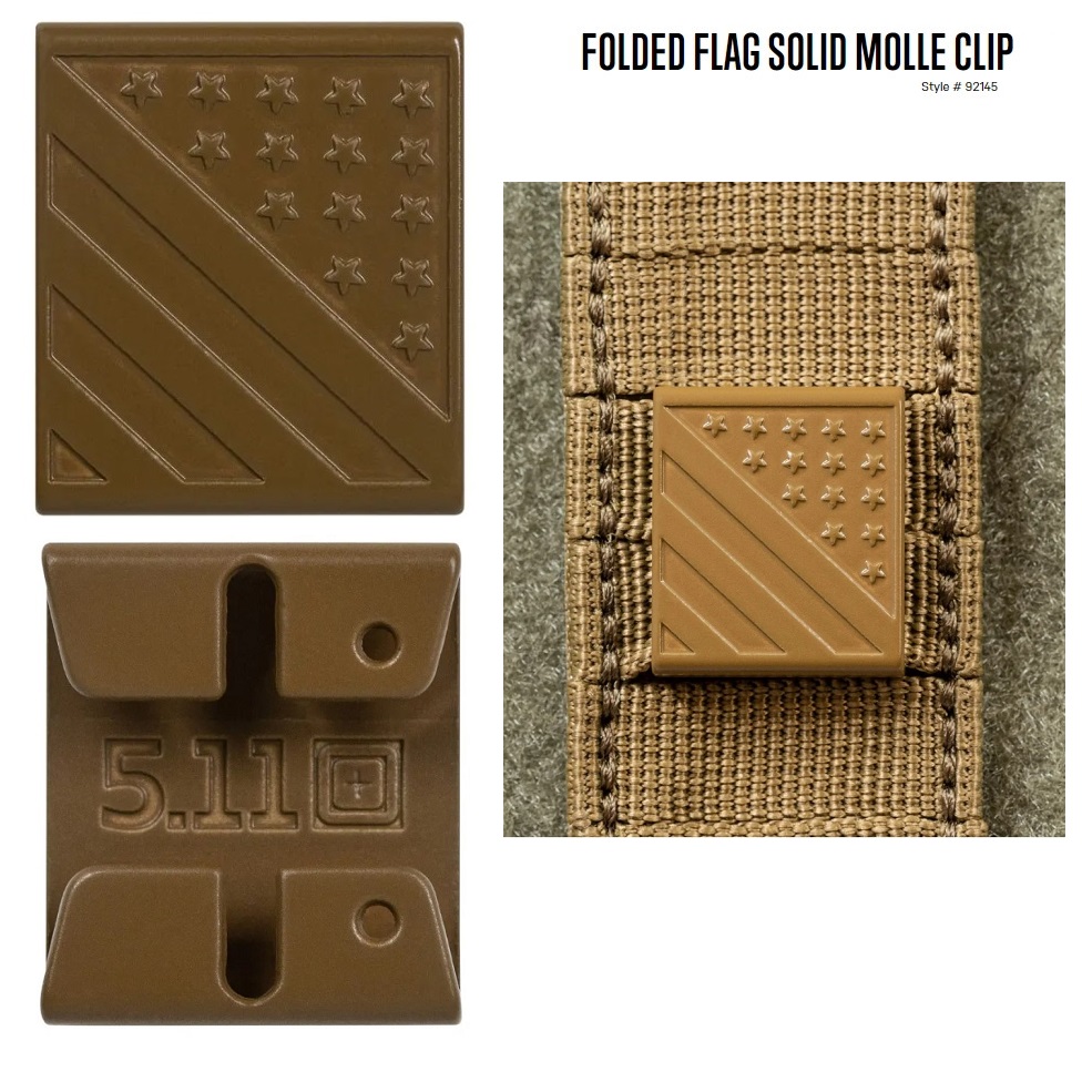 5.11 FOLDED FLAG SOLID MOLLE CLIP - METAL COYOTE BROWN (92145)