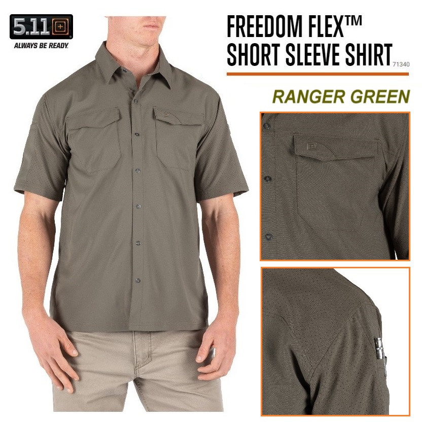 5.11 Freedom Flex Woven Camicia Manica Corta - Ranger Green 186(71340)