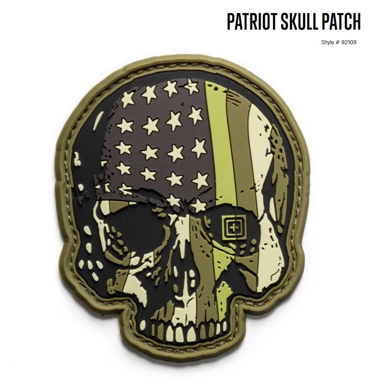 5.11 PATRIOT SKULL PVC PATCH GREEN (92109)
