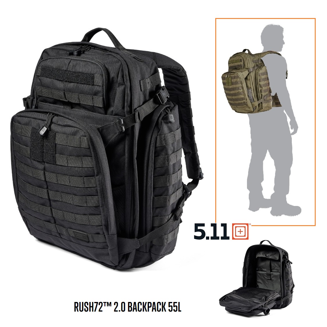 5.11 RUSH72™ 2.0 BACKPACK 55L BLACK (56565)