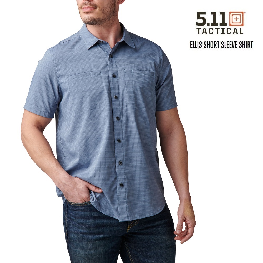 5.11 ELLIS SHORT SLEEVE SHIRT GREY BLUE (71207) Camicia Estiva