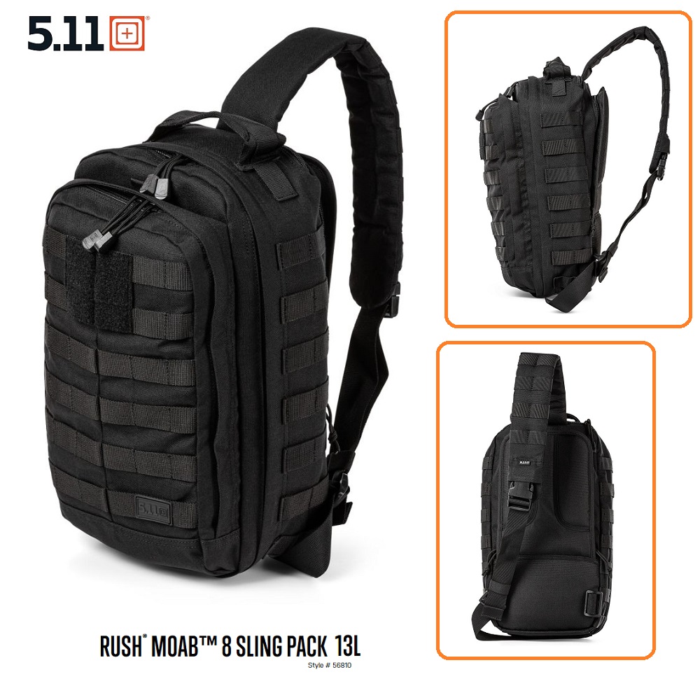 5.11 RUSH® MOAB™ 8 SLING PACK BLACK 13Liter (56810) Monospalla da 13 litri