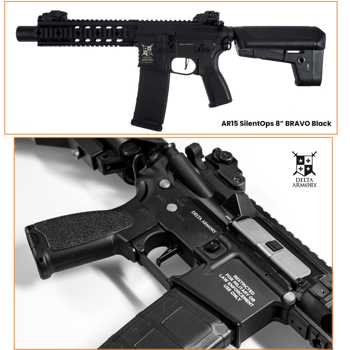 DELTA ARMORY AR15 SilentOps 8” BRAVO Black(DA-B04)