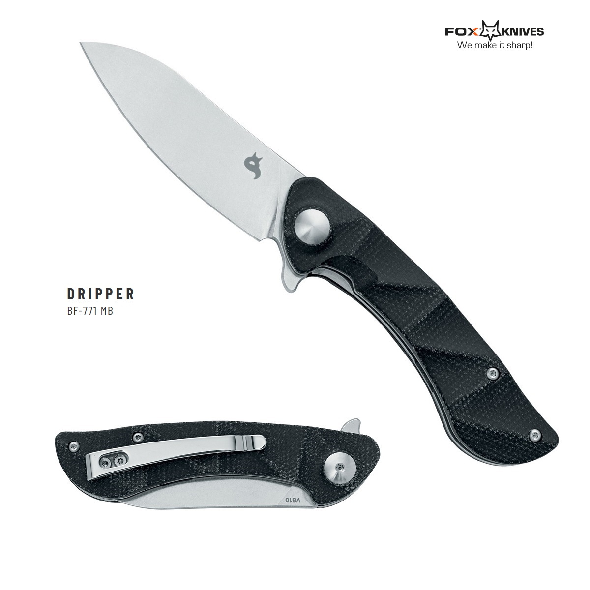 BLACKFOX DRIPPER BLACK- Folding Knife (BF-771)