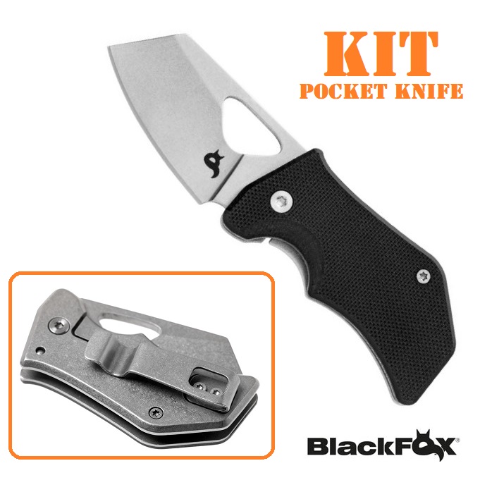 BlackFox KIT- Pocket knife EDC - Black -small- (BF-752 )