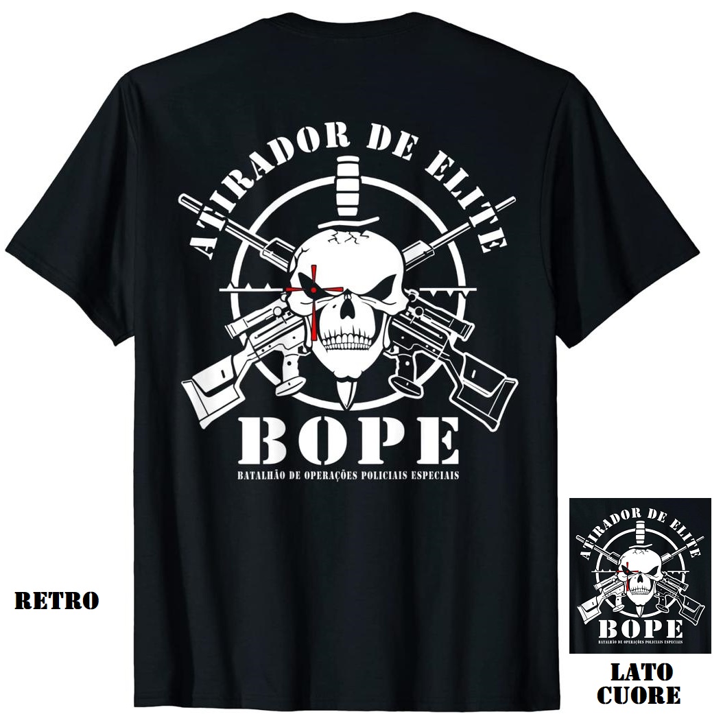BOPE - T-shirt black - stampa grande retro e piccola lato cuore