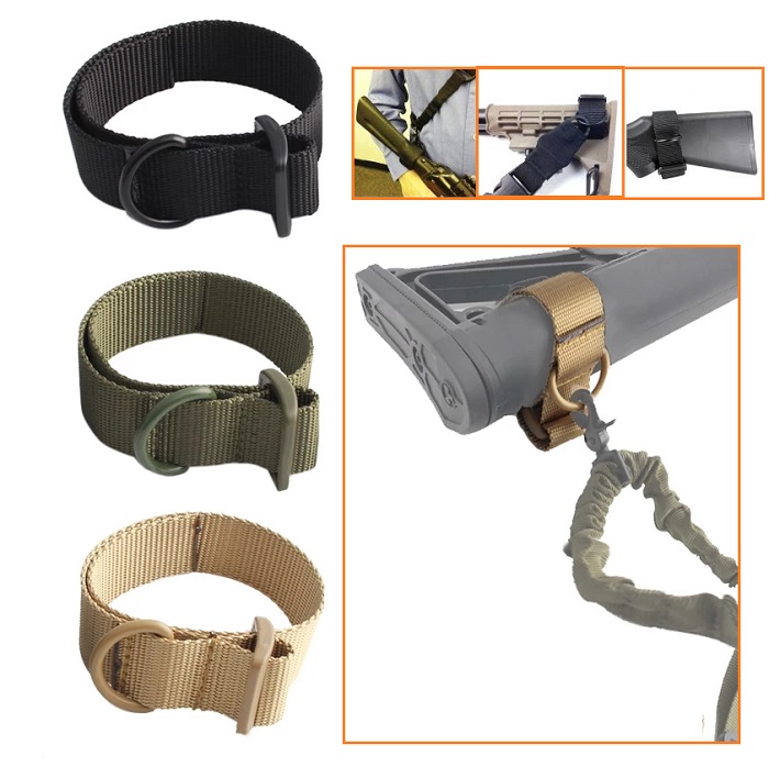 UNIVERSAL BUTTSTOCK SLING D-RING STRAP- stringa per aggancio cinghia trasporto su calcio arma lunga 