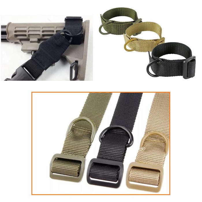 UNIVERSAL BUTTSTOCK SLING D-RING STRAP- stringa per aggancio cinghia trasporto su calcio arma lunga - immagine 2