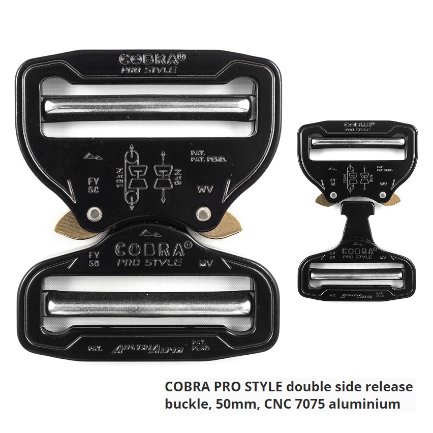 AustriAlpin COBRA PRO STYLE double side release buckle, 50mm, CNC 7075 aluminium - black