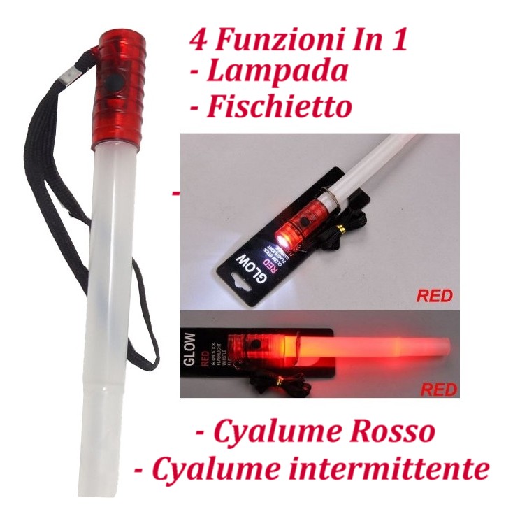 Eu.Int. Cyalume rosso a batterie - 4 funzioni