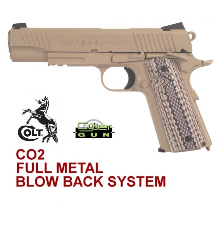 CYBERGUN COLT 1911-M45A1 TAN RAIL GUN-Full Metal -CO2 
