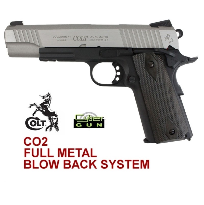 CYBERGUN COLT 1911 DUAL TONE RAIL GUN-Full Metal -CO2