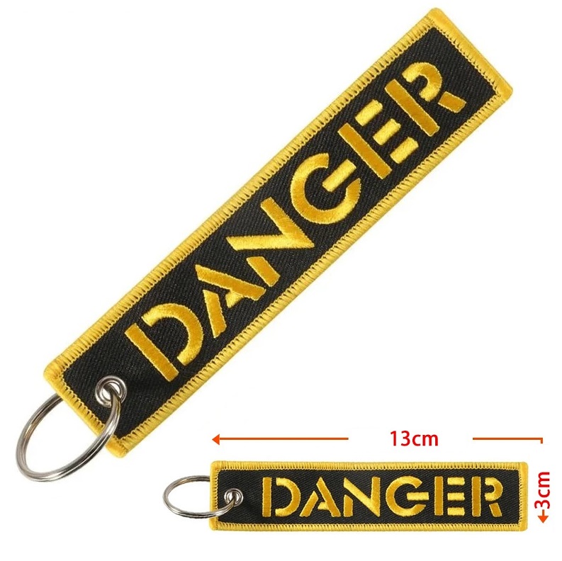 DANGER keychain - portachiavi ricamato su ambo i lati