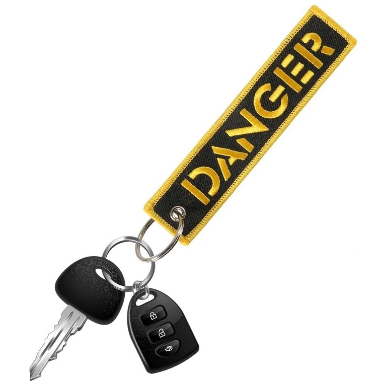 DANGER keychain - portachiavi ricamato su ambo i lati - immagine 2