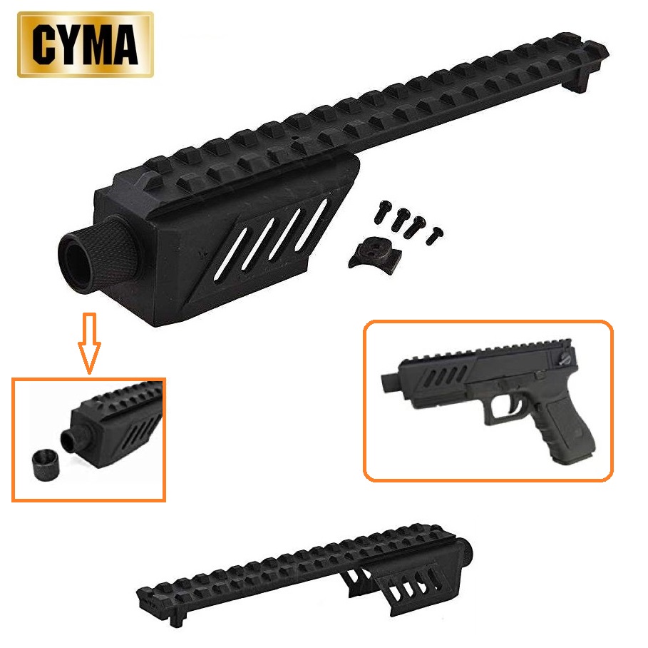 CYMA SLITTA WEAVER IN METALLO PORTA OTTICA LASER CON ADATTATTORE SILENZIATORE PER GLOCK ELETTRICA CM030 (C29)