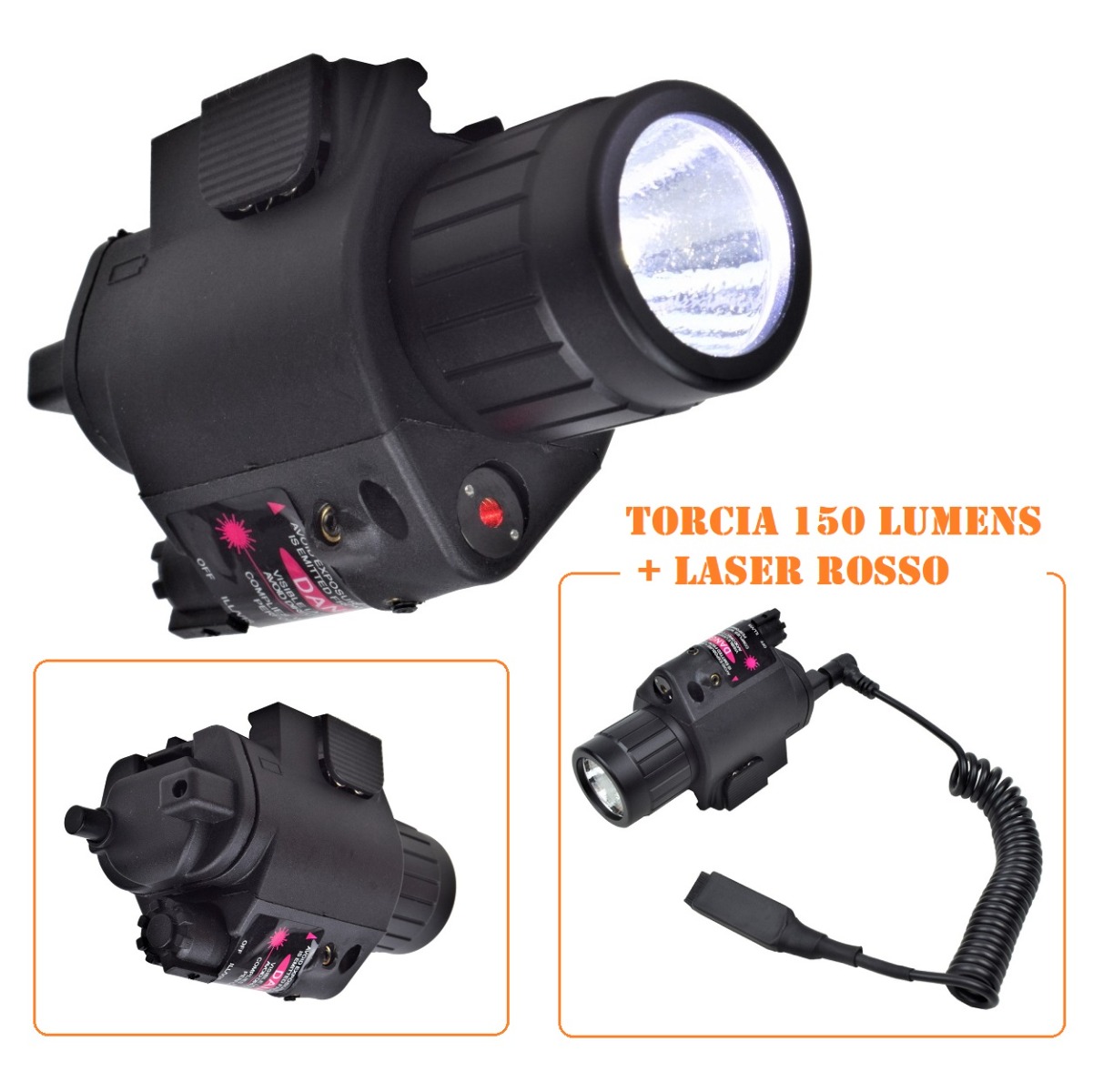 D BOYS FLASHLIGHT 150 LUMENS+ RED LASER  (DB058)