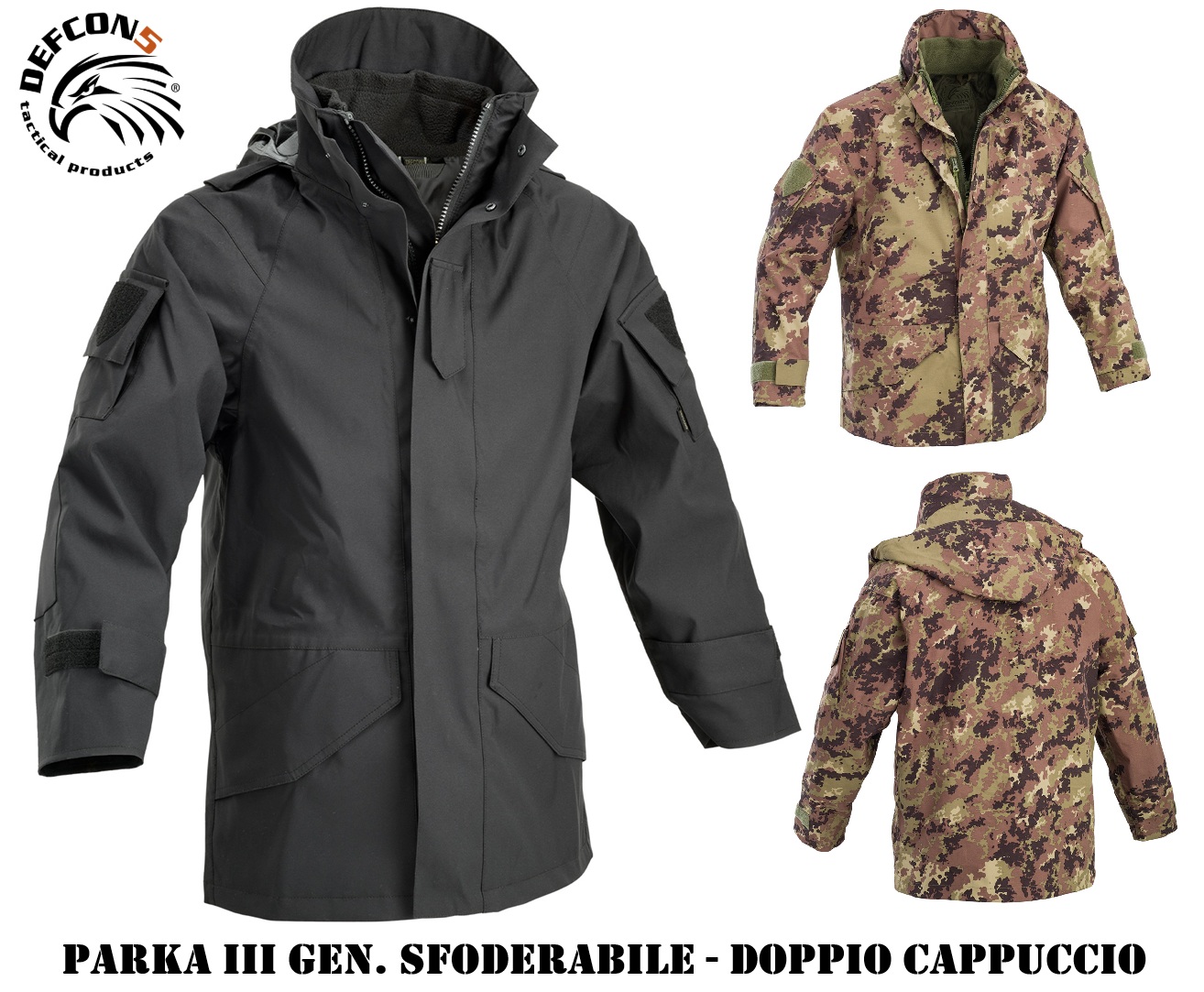 DEFCON5 PARKA GEN.3 - Doppio cappuccio- Liner in Pile sganciabile