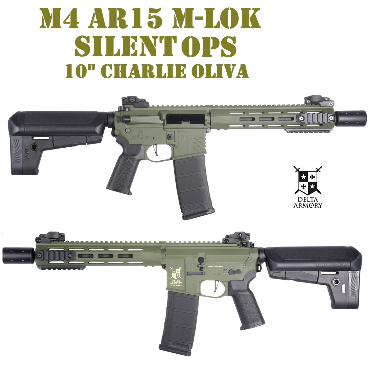 Delta Armory M4 AR15 M-LOK SilentOps 10" Charlie Oliva (DA-C11-OLV)