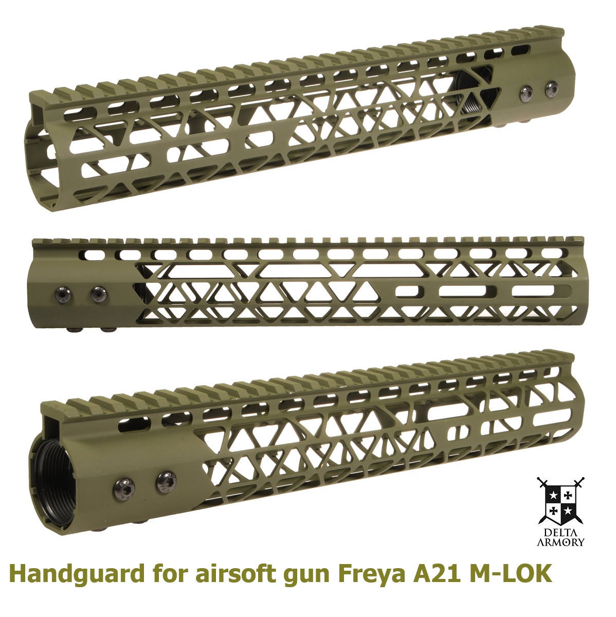 Delta Armory – Handguard Freya A21 M‑LOK Olive in metallo ( DA-ACC-FRY-A21-OD)
