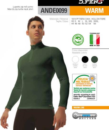 D.Fens Tec ANDE0099 Lupetto Zip manica lunga