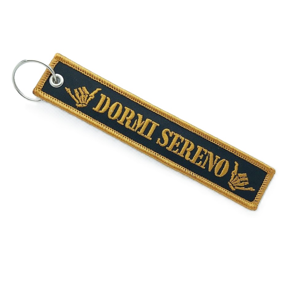 DORMI SERENO keychain - portachiavi con stesso ricamo su ambo i lati