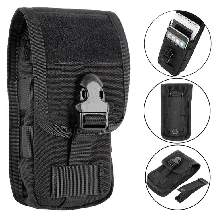 DOUBLE SMARTPHONE POUCH BLACK - MOLLE COMPATIBILE