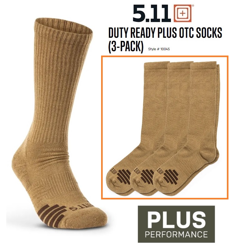 5.11 DUTY READY PLUS OTC SOCKS 3-PACK Kangaroo (10045)