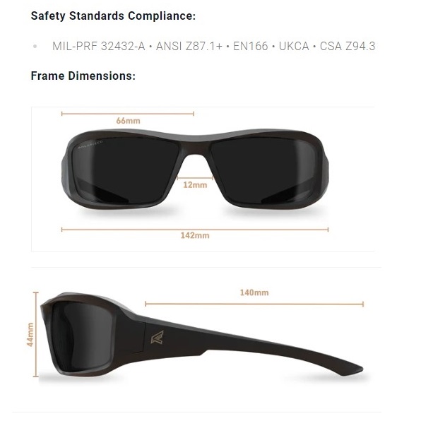 EDGE TACTICAL HAMEL Thin Temple Matte Black/G15 lens Ballistic Eyewere - immagine 3