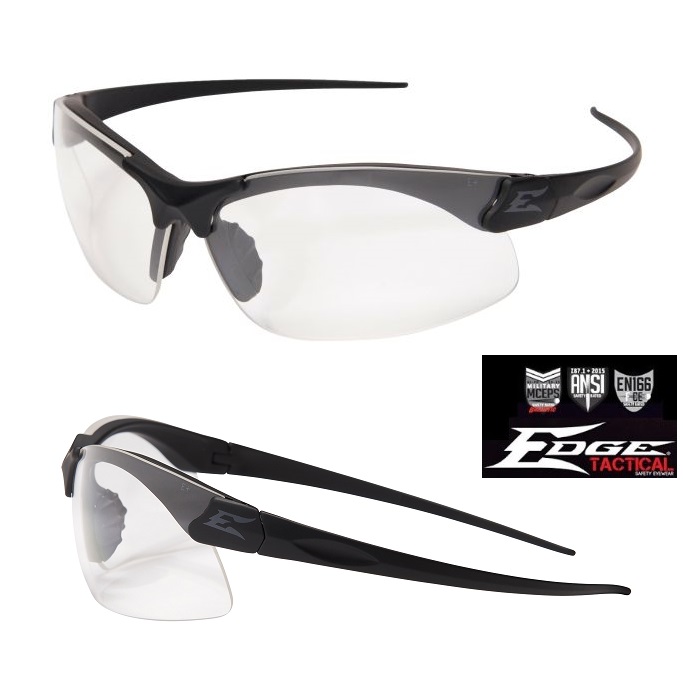 EDGE TACTICAL SHARP EDGE BLACK - CLEAR LENS- THIN THEMPLE - (SSE611-TT)