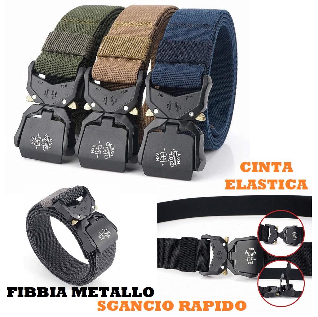 CINTA ELASTICA CON FIBBIA IN ALLUMINIO A SGANCIO RAPIDO