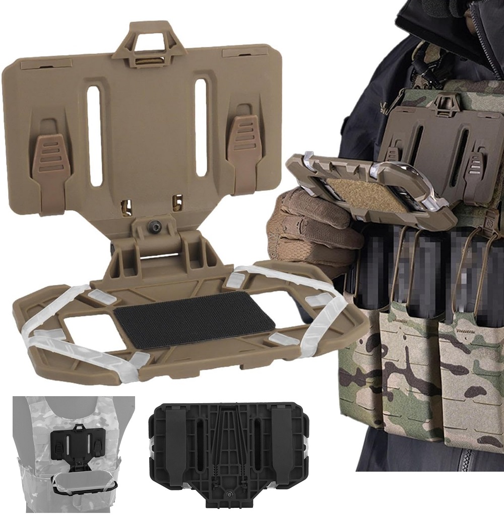 Folding Navigation Board / Smartphone Holder for Vest and Plate Carrier Attachment
