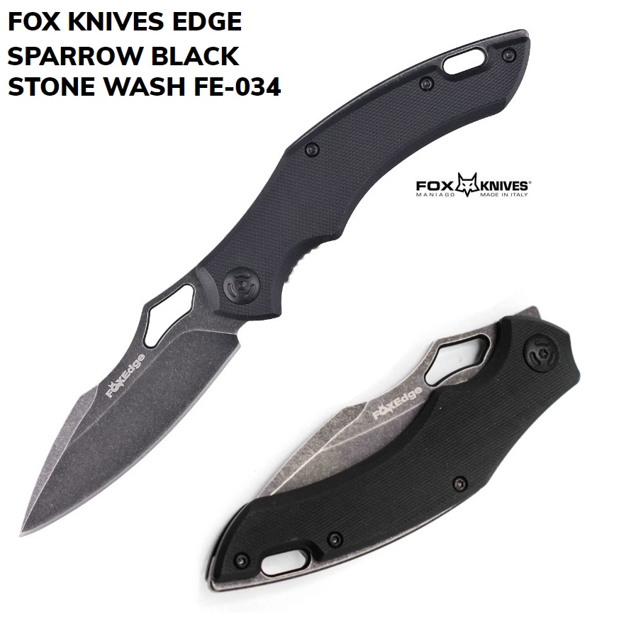 FOX  EDGE SPARROW BLACK KNIFE STONE WASH FE-034