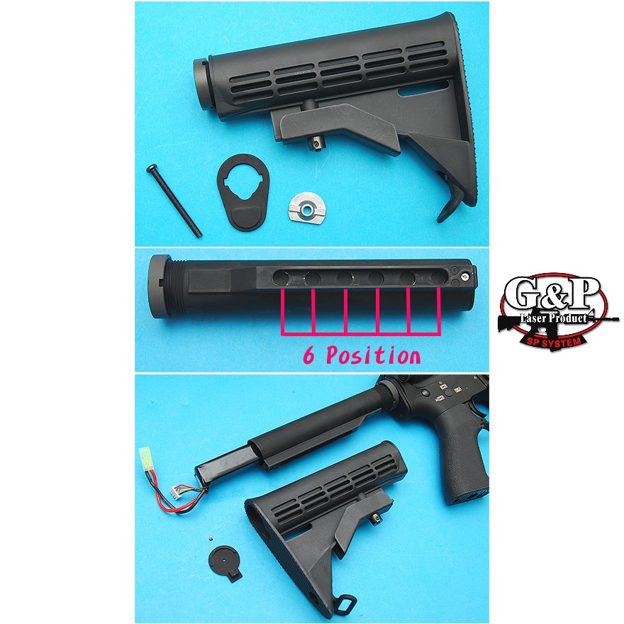 G&P M4A1 6 Position Sliding Buttstock (Black) (New Model)