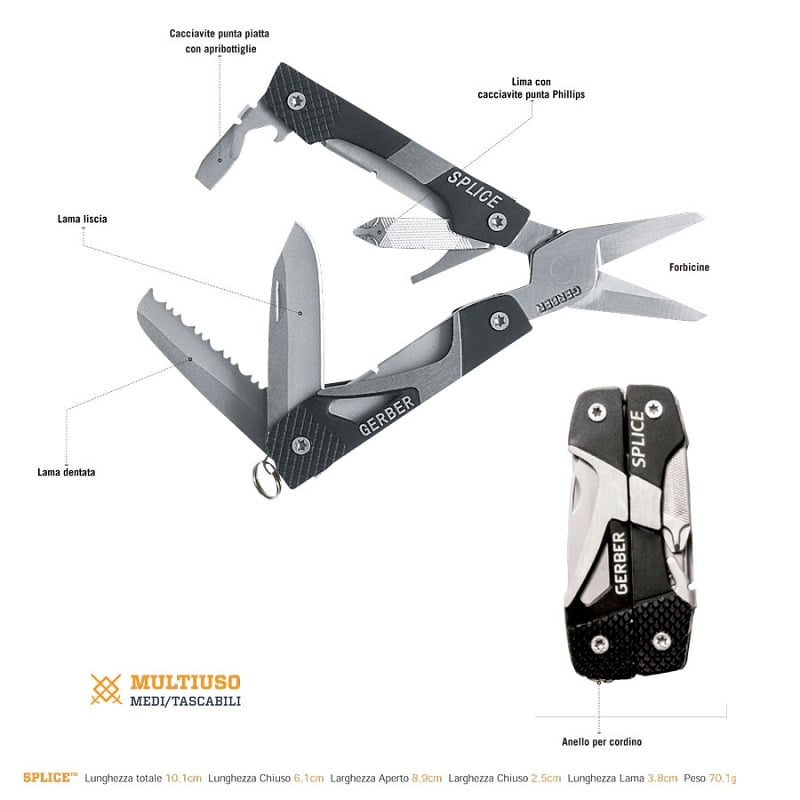 GERBER SPLICE Pocket Tool - mini multiuso 8 funzioni (31-000013) - Image 2