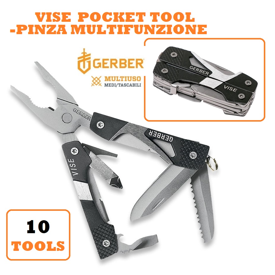 GERBER VISE Pocket Tool - mini multiuso 10 funzioni (31-000021)
