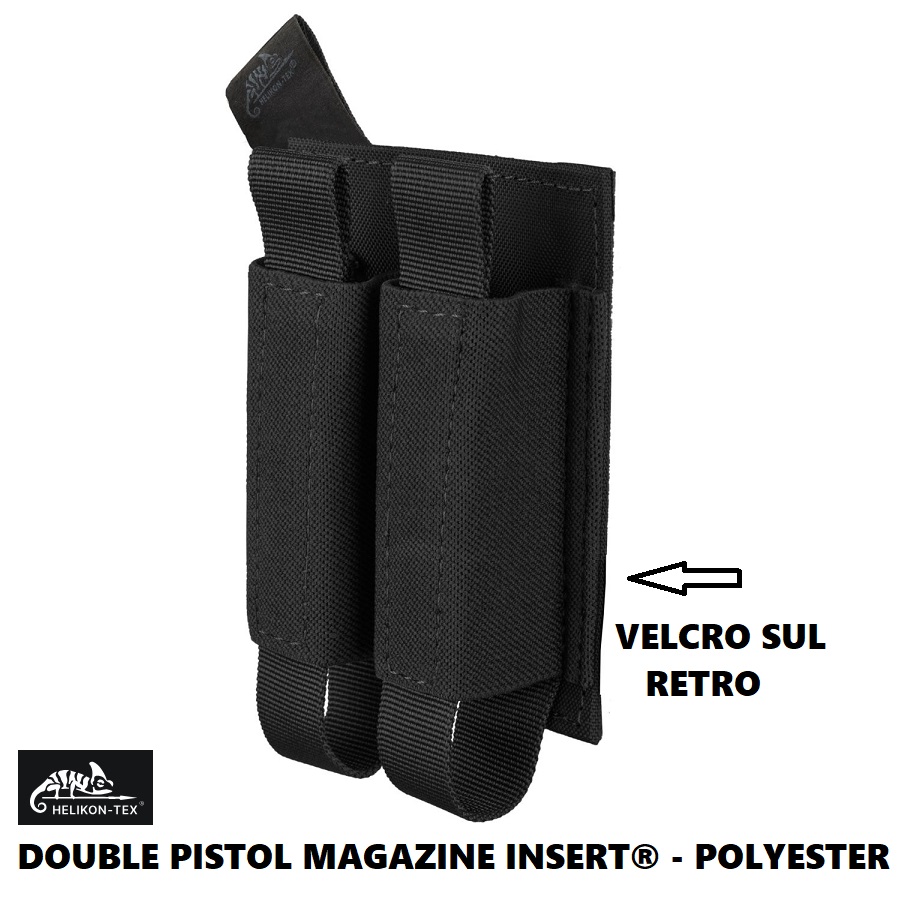 HELIKON TEX DOUBLE PISTOL MAGAZINE INSERT BLACK - CON VELCRO SUL RETRO (IN-DPM-PO-01)