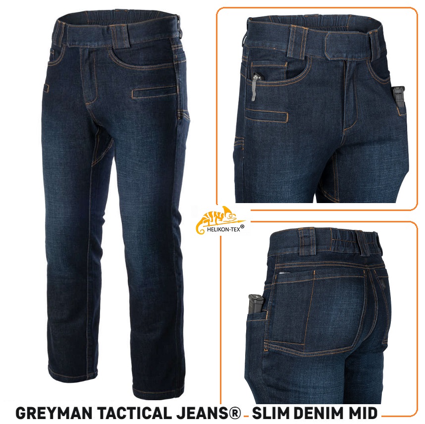 HELIKON-TEX GREYMAN TACTICAL JEANS® SLIM - DENIM MID (SP-GJS-DD-31)