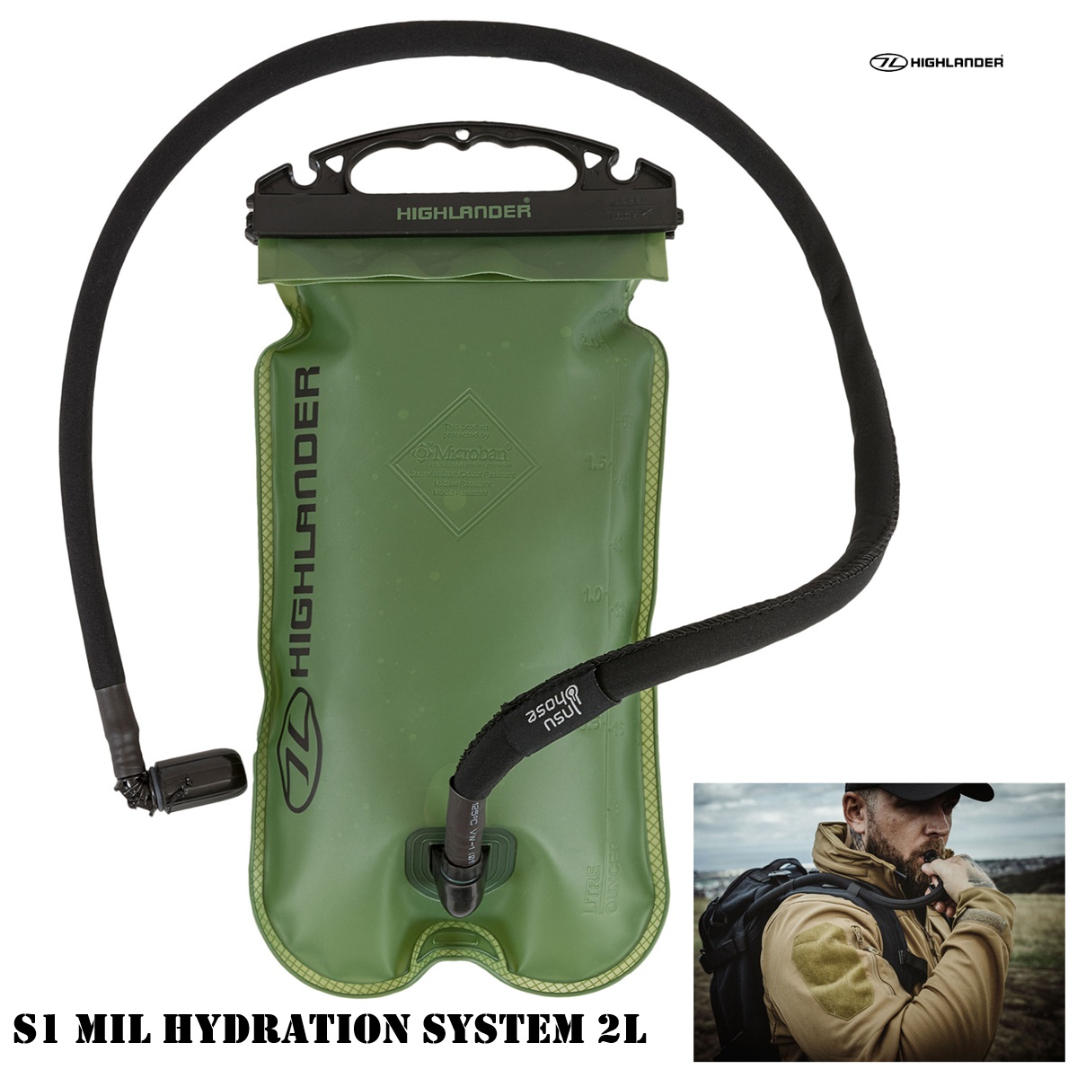 HIGHLANDER S1 MIL HYDRATION SYSTEM 2L OD GREEN (HL-ACC0034)