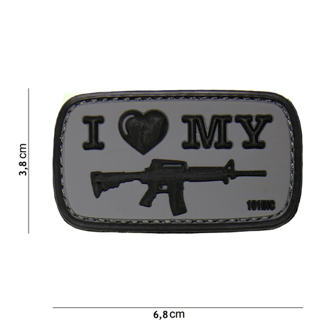 101 INC " I LOVE MY M4" PVC patch 3D - velcro sul retro - immagine 4