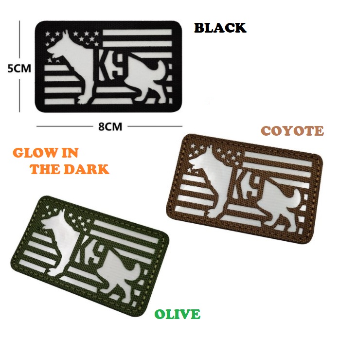 USA FLAG/K9 Laser Cut Patch - Glow in the dark
