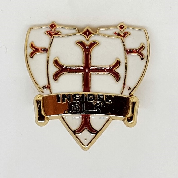 INFIDEL CRUSADER SHIELD- mini spilla in metallo smaltata - immagine 2