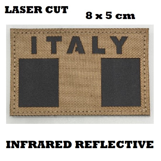 ITALY FLAG PATCH INFRARED REFLECTIVE COYOTE - Laser cut design -Bandierina Italia infrarossi