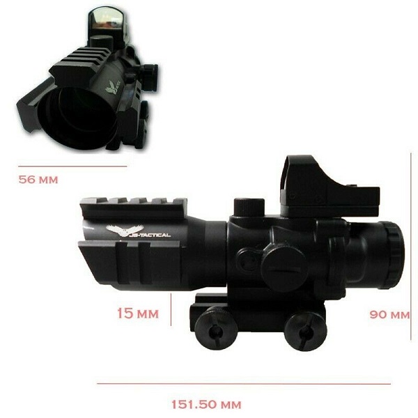 JS-TACTICAL OTTICA 4X32 e RED DOT + MINI RED DOT BLACK (HD107) - immagine 7