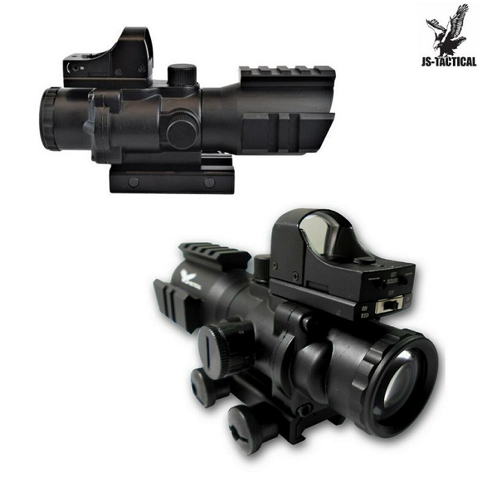 JS-TACTICAL OTTICA 4X32 e RED DOT + MINI RED DOT BLACK (HD107)